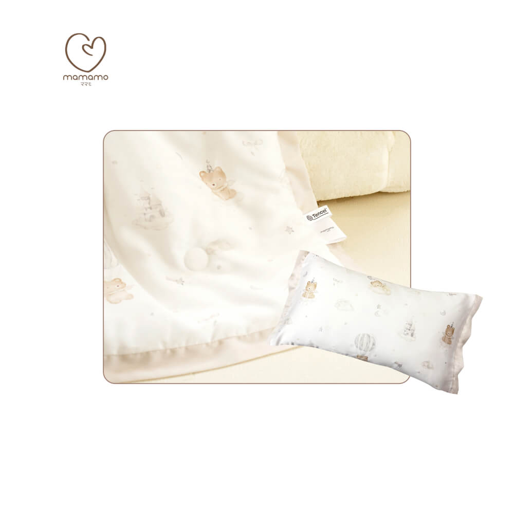 เซตผ้าห่มและปลอกหมอน MAMAMO ผ้า TENCEL ลาย TWINKLE TEDDY เกรดพรีเมียม ผ้านุ่มสบาย หายใจผ่านได้ พร้อมส่ง_6